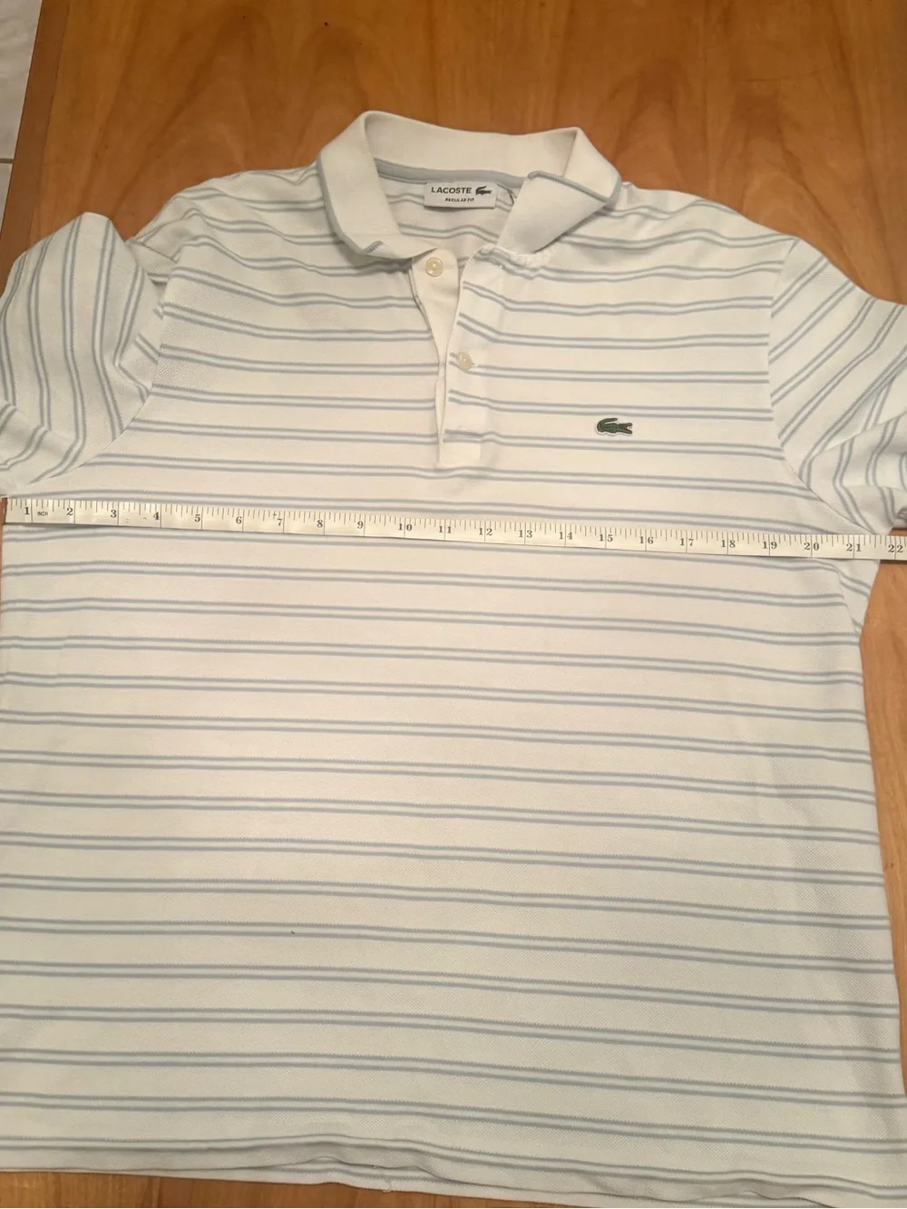 Lacoste Regular Fit White & Light Blue Striped Men's Polo Shirt in Men’s 5/large
